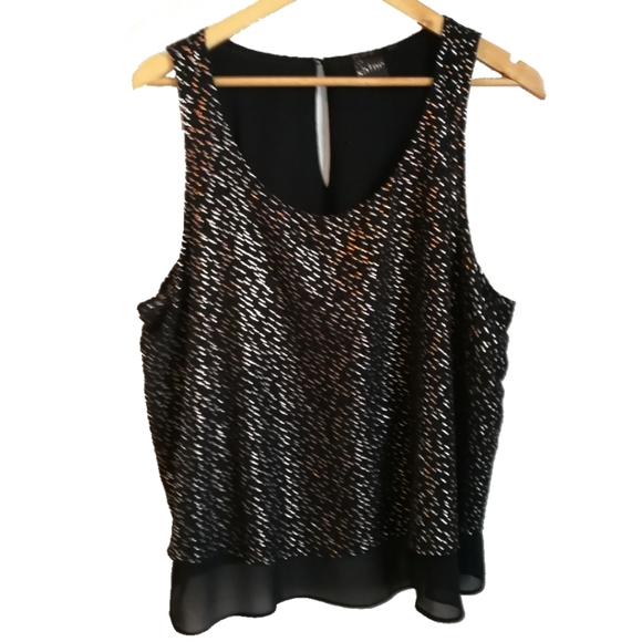 Unknown Tops - 3/30$ Black Gold and Velvet Dots Tank Top, sz XXL